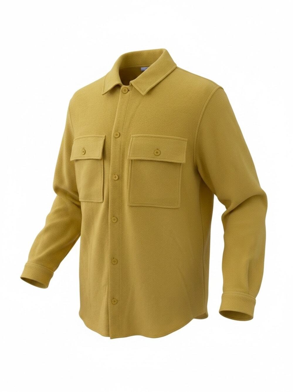 Closed Men Yellow Mustard Button Front Italian Fabric Fleece Shirt Jacket Size L